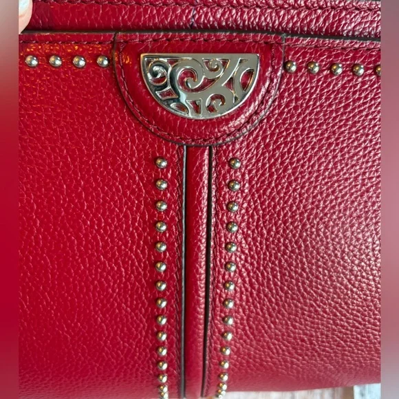 Preloved Like New Brighton Red Silver Studded Organizer Purse - Picture 5 of 9